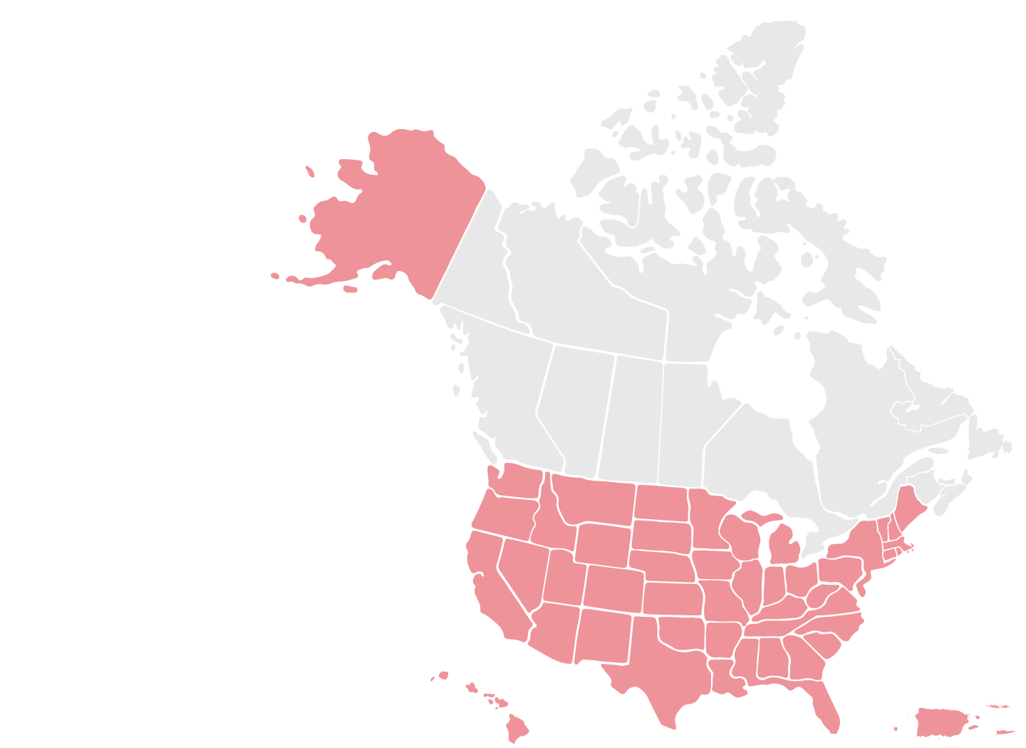 US and Canada map