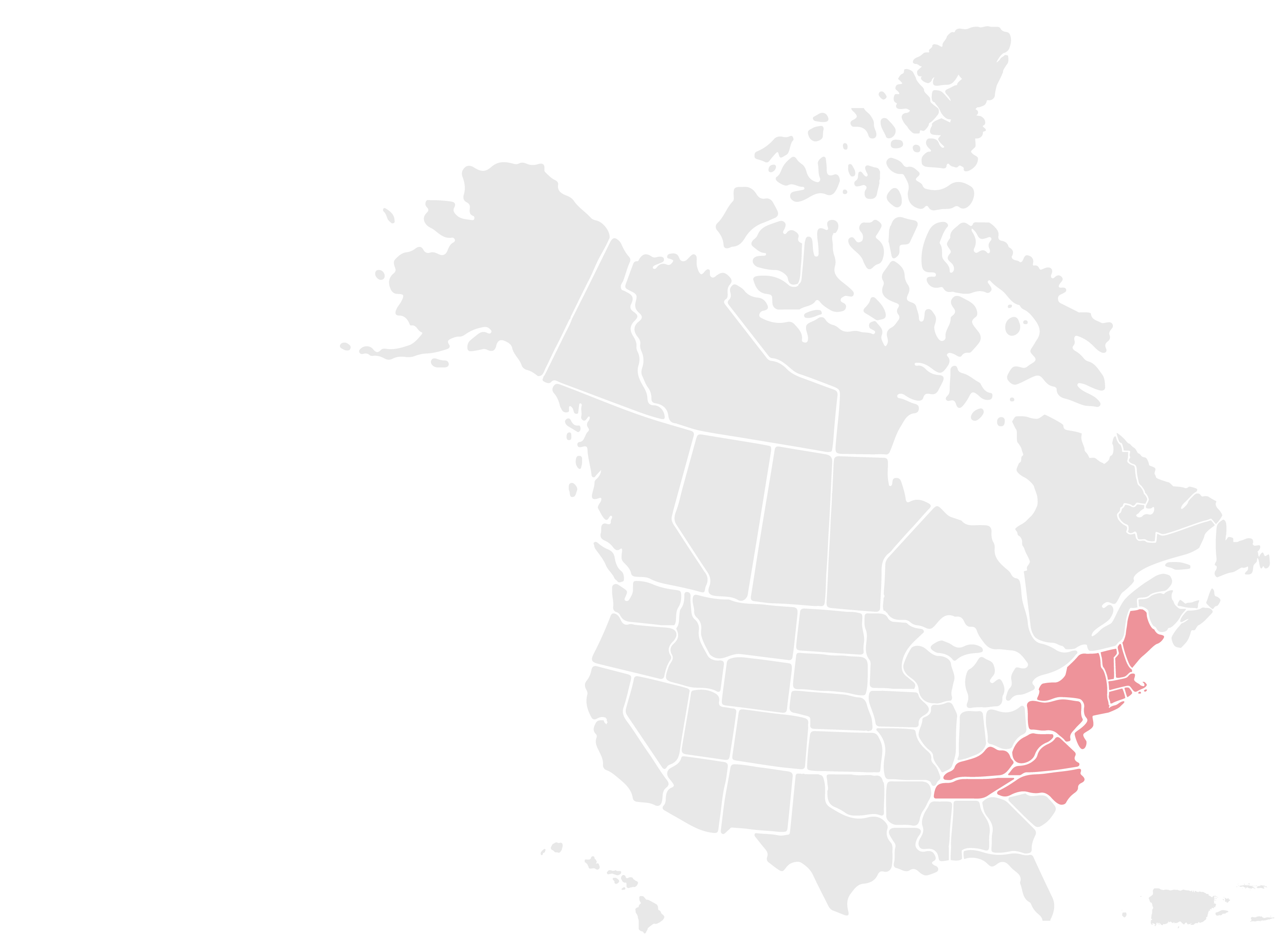 Map of US - Northeast & Mid Atlantic Region